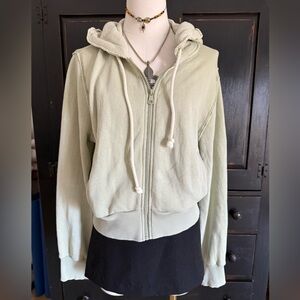 American Eagle Outfitters Light Sage Zip-Up Hoodie